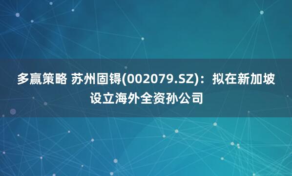 多赢策略 苏州固锝(002079.SZ)：拟在新加坡设立海外全资孙公司